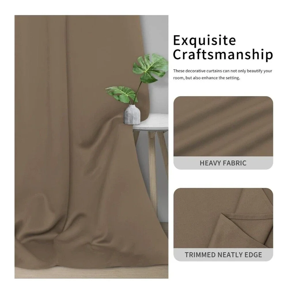 Easy-Going Blackout Door Curtains for Bedroom, 108 x 52 In, Camel